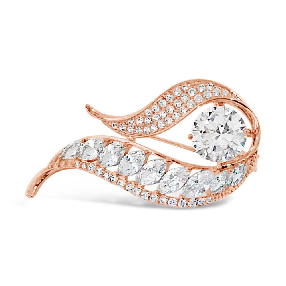 Atlantic Twist Diamante Rose Gold Brooch